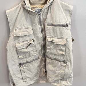 Weather-Rite Tan XL Cotton Tan Fishing Full Zip Vest with Hidden Zipup Hoodie